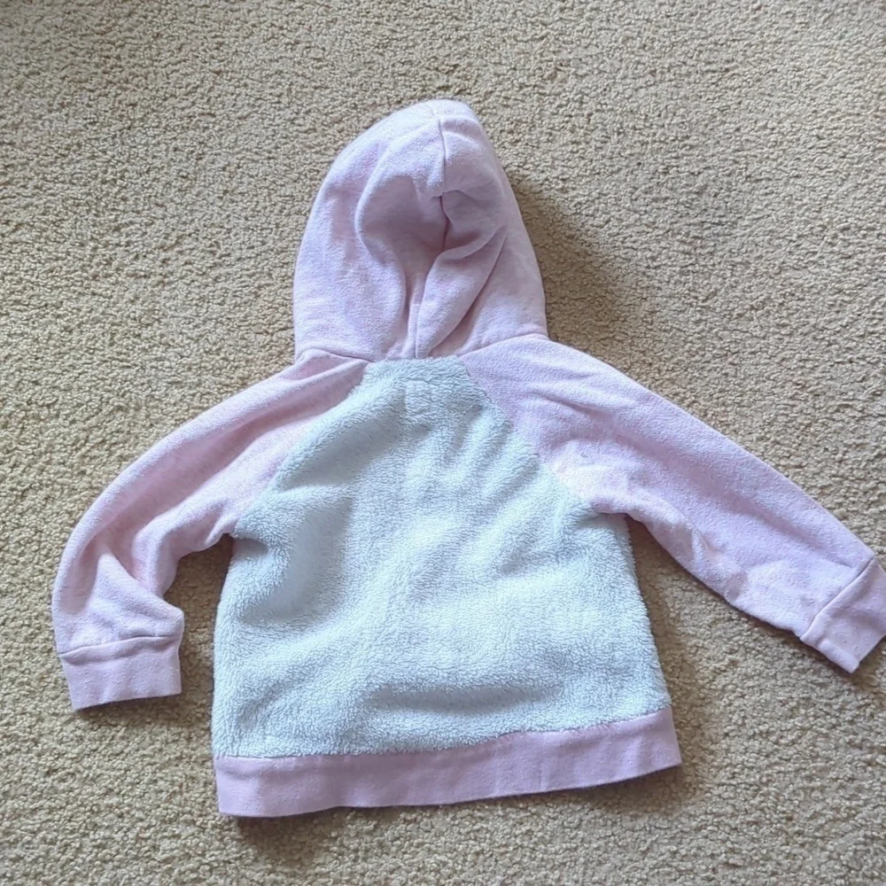 Baby Gap Pink & White Fuzzie Soft Hooded Sweatshirt & Joggers Set Size 18-24 M